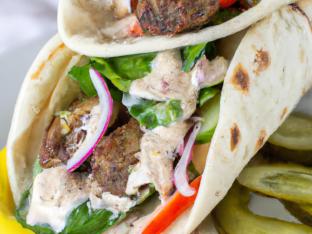 Lamb Shish Kebab Wrap with Basil Aioli Lamb Shish Kebab Wrap with Basil Aioli