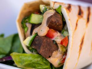 Beef Shish Kebab Wrap with Basil Aioli Beef Shish Kebab Wrap with Basil Aioli