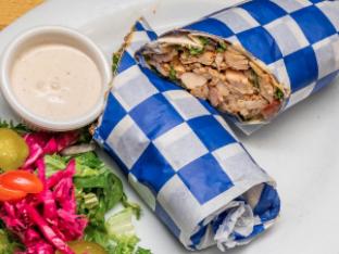 Chicken Gyro Wrap and Greek Salad Chicken Gyro Wrap and Greek Salad