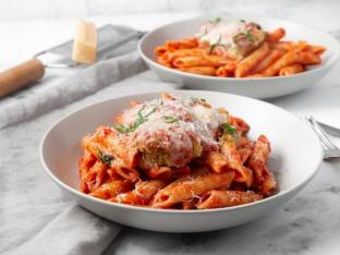 The Breaded Robot Chicken over Pasta The Breaded Robot Chicken over Pasta