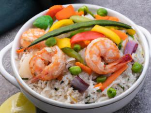 Assorted Vegetable Prawns with Vegetable Fried Rice Assorted Vegetable Prawns with Vegetable Fried Rice