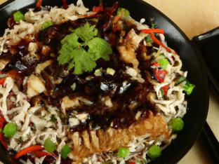 Fish with Black Bean Sauce with Vegetable Chow Mein Fish with Black Bean Sauce with Vegetable Chow Mein