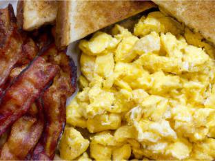 2 Scrambled Egg Platter with Wheat Toast and Bacon