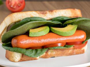Veggie Sausage Garden Sandwich on White Bread