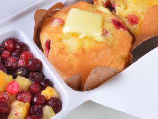 Cranberry Muffin with Butter and Fruit Salad Cranberry Muffin with Butter and Fruit Salad