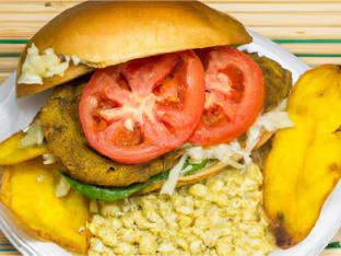 Pork Jibarito Sandwich with a side of White Rice and Pigeon Peas [21oz]