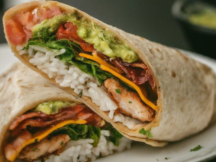 Chicken & Bacon Ranch Wrap with White Rice