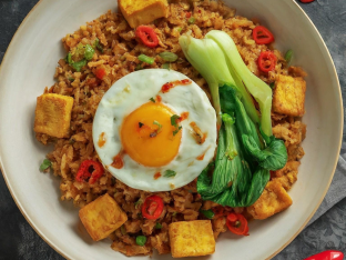Nasi Goreng Kampung with Tofu (Vegetarian) Boxed Meal [Small]