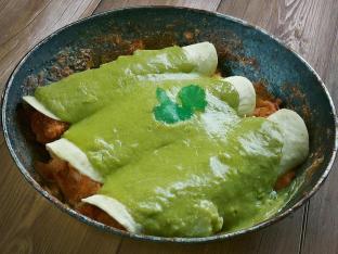 Soyrizo Potato Enchiladas with Verde Sauce Soyrizo Potato Enchiladas with Verde Sauce