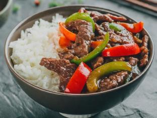 Green Pepper Beef and Rice