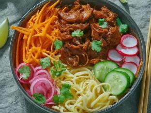 Bbq Jackfruit and Stir-fry Noodles Vietnamese Bowl Bbq Jackfruit and Stir-fry Noodles Vietnamese Bowl