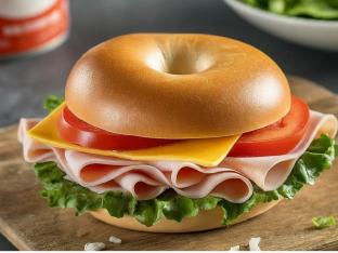 Ham and American Cheese on Plain Bagel