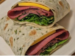 Pastrami and Gouda on Garlic-Herb Wrap