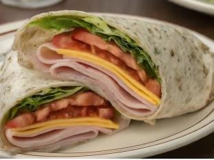 Ham and American Cheese on Garlic-Herb Wrap
