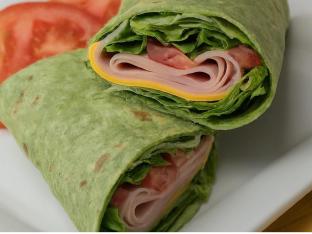 Ham and American Cheese on Spinach Wrap