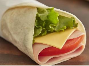 Ham and American Cheese on Flour Wrap