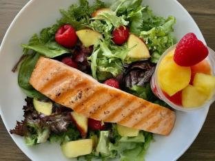 Grilled Salmon Garden Salad | Fruit Cup