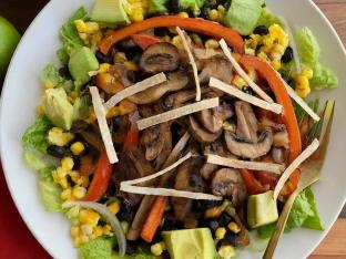 Mushroom Fajita Southwest Salad | Chipotle Honey Lime Dressing