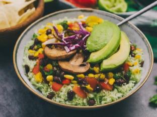 Mushroom Fajitas Burrito Bowl | Black Beans