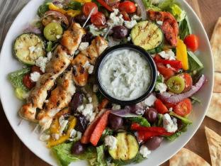 Chicken Kebobs w/ Grilled Veggies and Greek Salad Box