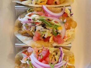 Shrimp Tempura Tacos on Corn Tortillas Boxed Shrimp Tempura Tacos on Corn Tortillas Boxed