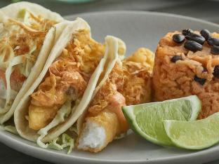 Tempura Fish Tacos on Flour Tortillas Boxed Tempura Fish Tacos on Flour Tortillas Boxed