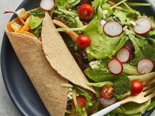 Gluten Free Vegan Veggie Wrap with Garden Salad Gluten Free Vegan Veggie Wrap with Garden Salad