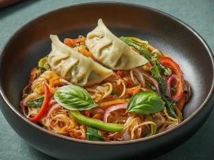 Mixed Veggie Kee Mao with Vegetable Gyoza