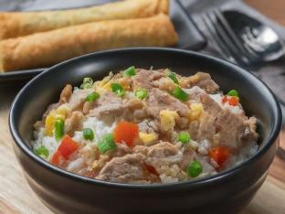 Pork Fried Rice with Vegetable Egg Roll