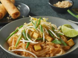 Tofu Pad Thai with Vegetable Egg Roll