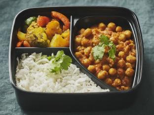 Chana Masala with Rice and Tawa Vegetables Chana Masala with Rice and Tawa Vegetables