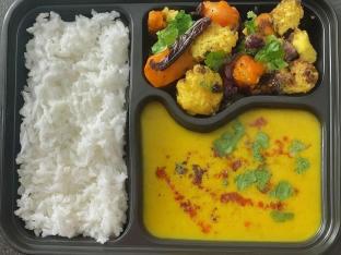 Dal Yellow Tadka with Rice and Tawa Vegetables Dal Yellow Tadka with Rice and Tawa Vegetables