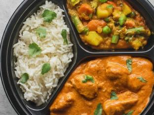 Butter Chicken with Rice and Veggie Korma Butter Chicken with Rice and Veggie Korma