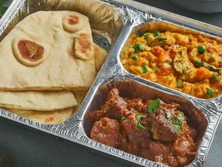 Goat Vindaloo with Naan and Veggie Korma Goat Vindaloo with Naan and Veggie Korma