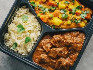 Lamb Vindaloo with Rice and Veggie Korma Lamb Vindaloo with Rice and Veggie Korma