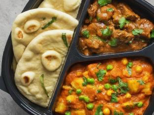 Lamb Curry with Naan and Veggie Korma Lamb Curry with Naan and Veggie Korma