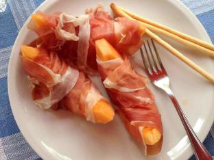 Cold Melon Wrapped With Prosciutto