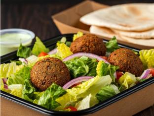 Deluxe Vegan Greek Salad with Falafel Boxed Meal Deluxe Vegan Greek Salad with Falafel Boxed Meal
