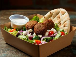 Deluxe Greek Salad with Falafel Boxed Meal Deluxe Greek Salad with Falafel Boxed Meal