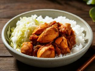 Stewed Chicken with White Rice and Cabbage