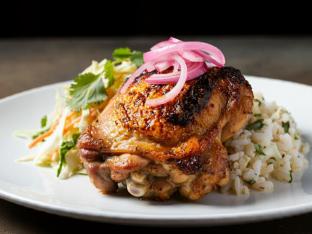 Oven Roasted Chicken with Cilantro-Lime Rice and Cabbage