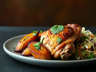 Oven Roasted Chicken with Sweet Plantains and Cabbage
