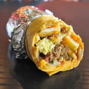 The Inferno - Breakfast Burrito With Side of Salsa The Inferno - Breakfast Burrito With Side of Salsa
