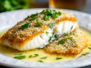 Parmesan Crusted Tilapia with Lemon Butter Sauce Parmesan Crusted Tilapia with Lemon Butter Sauce