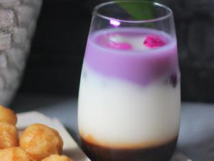UBE Fresh Milk with Taro Ball [24 oz half sweet]