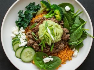 Ground Beef | Saffron Rice | Green Goddess Bowl