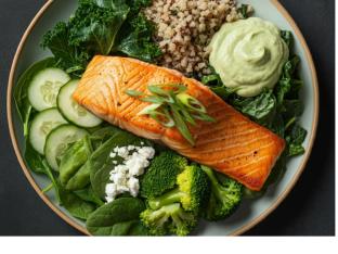 Salmon | Brown Rice Quinoa Mix | Green Goddess Bowl