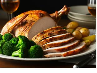 Sliced Roasted Turkey | New Potatoes | Steamed Broccoli