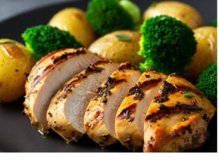 Marinated Grilled Chicken Breasts | New Potatoes | Steamed Broccoli