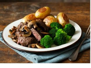 Beef Tips | New Potatoes | Steamed Broccoli